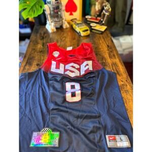 USA Basketball National Team Jersey Men's L Blue Red Nike #8 Paul George Jersey